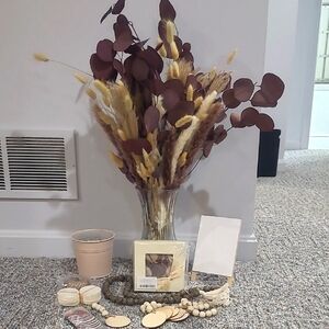 Boho Maroon, Brown and Cream Dried Arrangement and Decor
